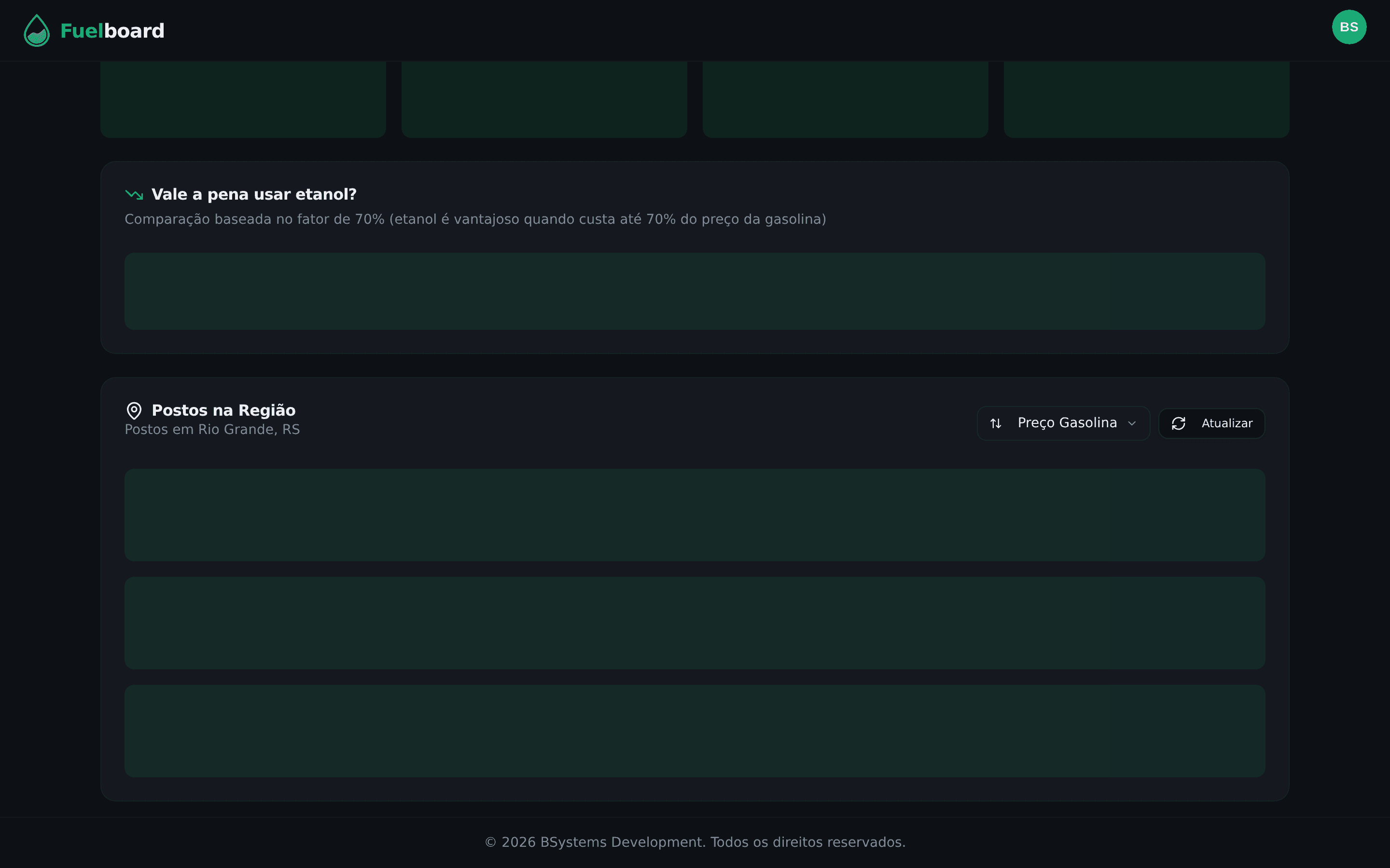 Lista de postos da região com preços de gasolina, etanol e diesel
